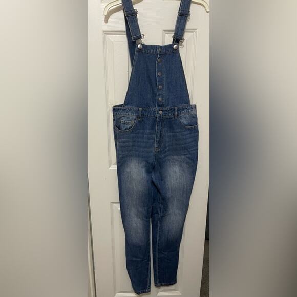 Forever 21 Blue Denim Y2K Retro Overalls Size Small - Picture 1 of 7